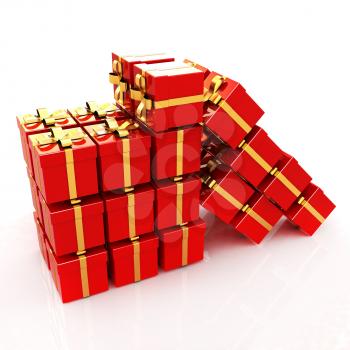 Bright christmas gifts on a white background 