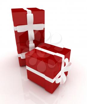 Bright christmas gifts on a white background 