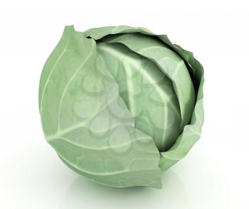 Green cabbage on a white background