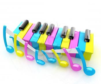 Colorfull piano keys on a white background 