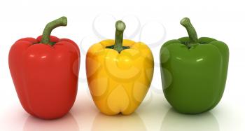 Bell peppers (bulgarian pepper) on a white background