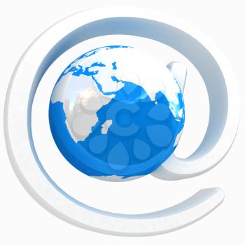 Glossy icon with mail for Earth on a white background