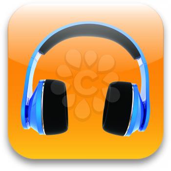 glossy headset web icon design element 