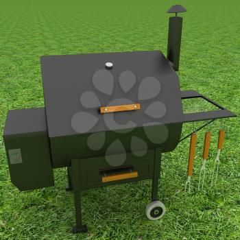 oven barbecue grill on the green grass