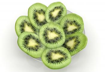 slices of kiwi on a white background