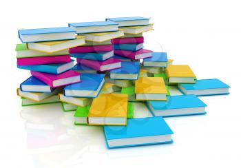 colorful real books on a white background