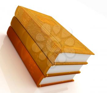 The stack of books on a white background