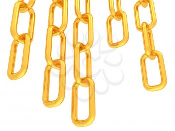 gold chains on white background - 3d illustration