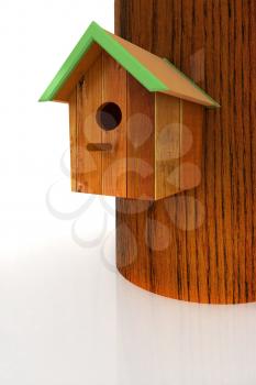 Nest box birdhouse on a white background