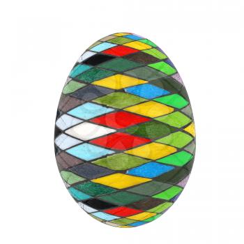 Easter Egg with colored strokes Isolated on white background. 3d