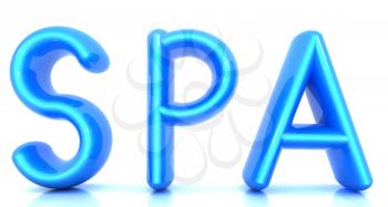 Spa 3d text on a white background