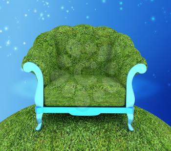 Herbal armchair against the background the starry sky