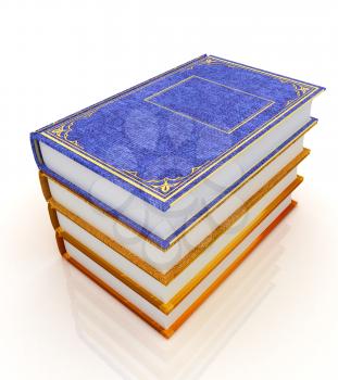 The stack of books on a white background