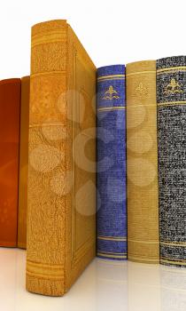 The stack of books on a white background