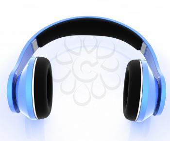 3d illustration of blue headphones on white background. This is the best detail renderer 