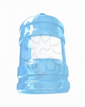 Bottle with clean blue water on a white background