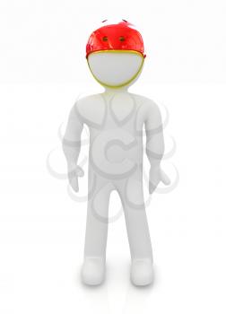 3d man in bicycle helmet on a white background