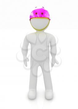 3d man in bicycle helmet on a white background