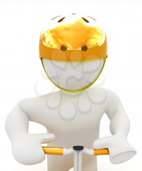 3d man in bicycle helmet on a white background