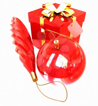 Bright christmas gifts on a white background