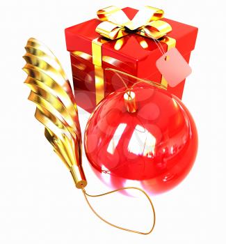 Bright christmas gifts on a white background