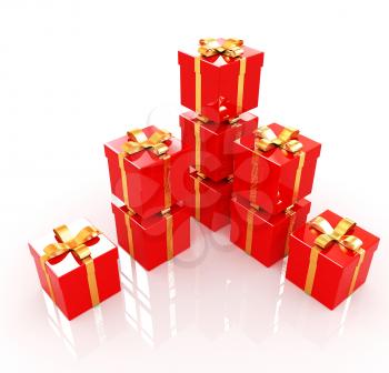 Bright christmas gifts on a white background 