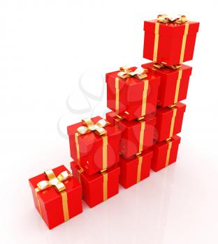 Bright christmas gifts on a white background 