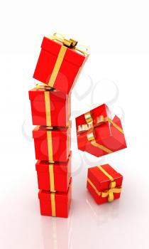 Bright christmas gifts on a white background 