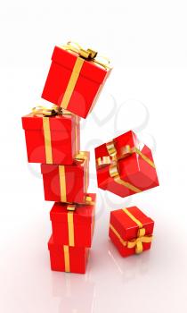 Bright christmas gifts on a white background 