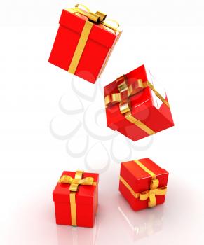 Bright christmas gifts on a white background 