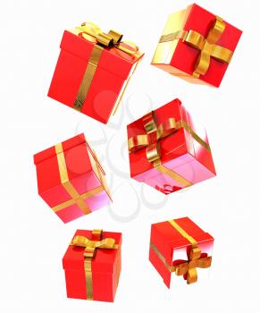 Bright christmas gifts on a white background 