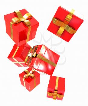 Bright christmas gifts on a white background 