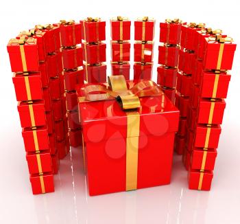 Bright christmas gifts on a white background 