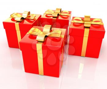 Bright christmas gifts on a white background 