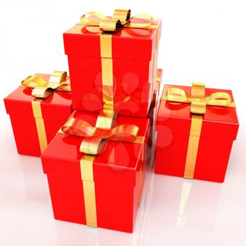 Bright christmas gifts on a white background 