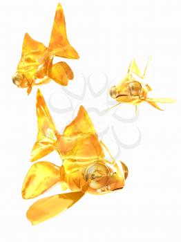 Gold fishes. Isolation on a white background 