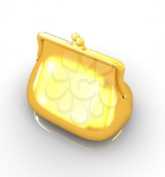 Gold purse on a white background