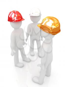 3d mans in a hard hat on a white background