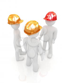 3d mans in a hard hat on a white background