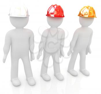 3d mans in a hard hat on a white background