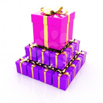 Bright christmas gifts on a white background 