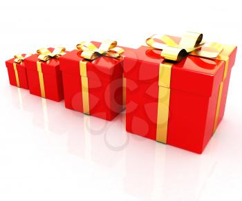 Bright christmas gifts on a white background 