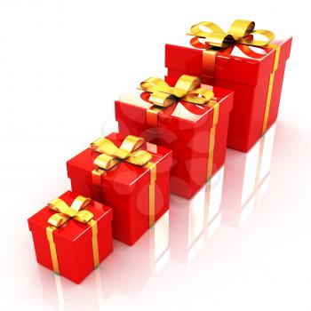 Bright christmas gifts on a white background 