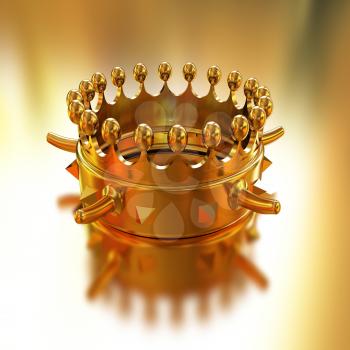 Gold crown isolated on gold background 