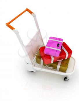 Trolley for luggage at the airport and luggage