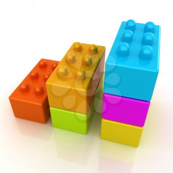 Building blocks efficiency concept on white 