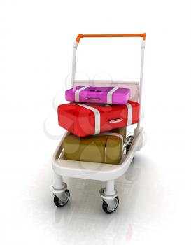 Trolley for luggage at the airport and luggage