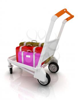 Trolley for luggage at the airport and luggage