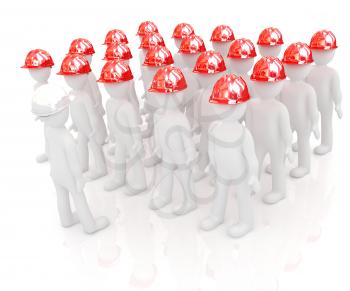 3d mans in a hard hat on a white background