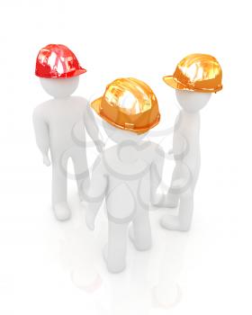 3d mans in a hard hat on a white background